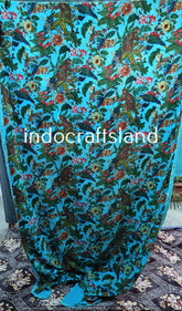 Indischer Baumwoll-Samtvorhang, Blumendruck-Vorhang, Boho-Vorhang, Luxus-Vorhänge, Geschenk zur Wohnungserwärmung, buntes Dekor